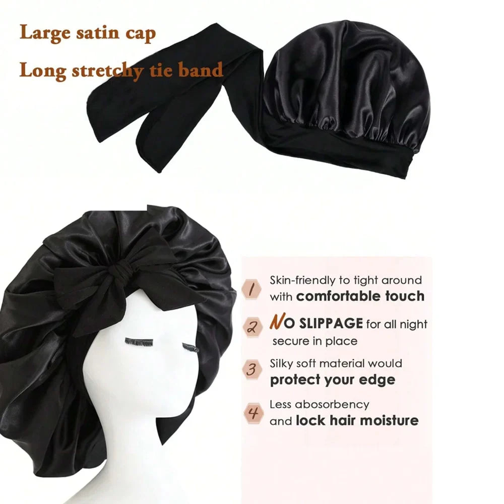 Silk Sleep Bonnet with Tie Band